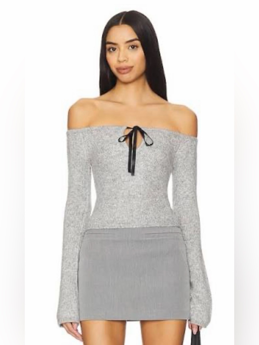 Majorelle Eve off shoulder top S heather grey NWOT